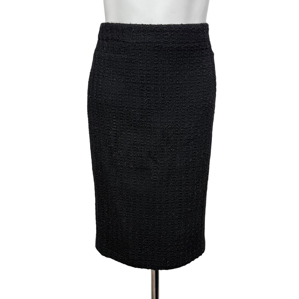 CAROLINA HERRERA Tweed Wool Blend Pencil Skirt Size 10 Black